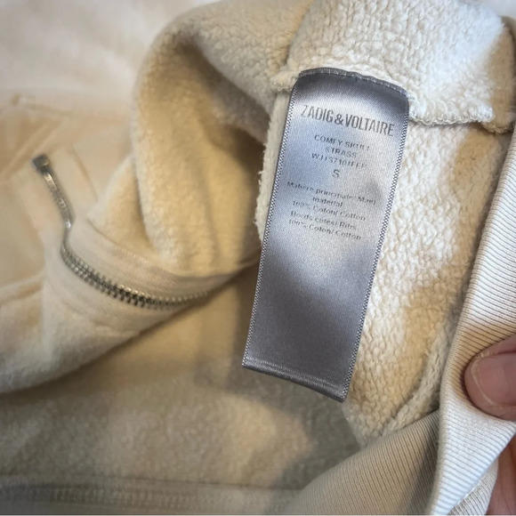 Zadig & Voltaire Comfy Skull Strass Zip Up Sweater Hoodie Bling Stud Rhinestone - Picture 10 of 13